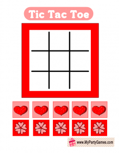 Free Printable Valentine Tic Tac Toe in Red and Pink