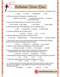 Free Printable Valentine Trivia Quiz