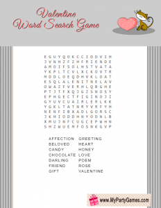 Valentine Word Search with image of a Kitten