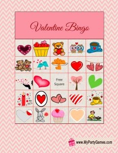 Free Printable Valentine Picture Bingo Game Card