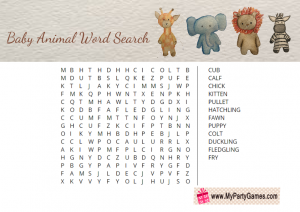 Free Printable Baby Animal Word Search Puzzle