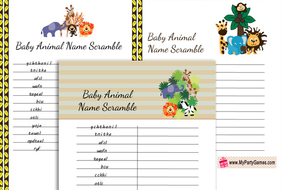 Free Printable Baby Animals Name Scramble