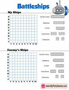 Free Printable Battleships Game