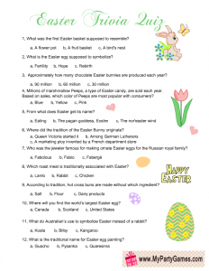 Easter Trivia Quiz Free Printable Game