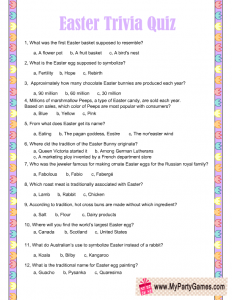 Free Printable Easter Trivia Quiz