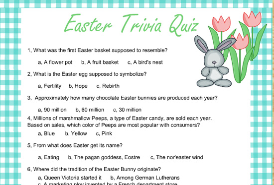 free printable easter trivia quiz