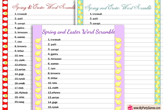 Free Printable Spring Word Scramble Puzzles