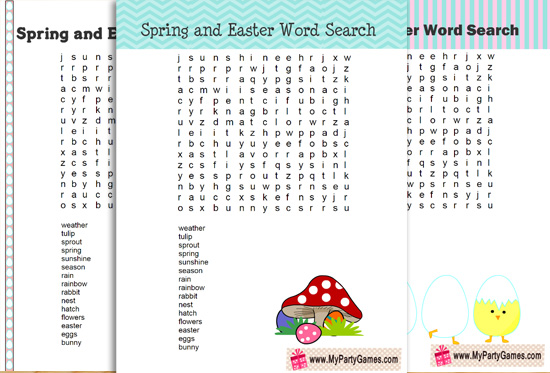 Free Printable Spring and Easter Word Search Puzzle