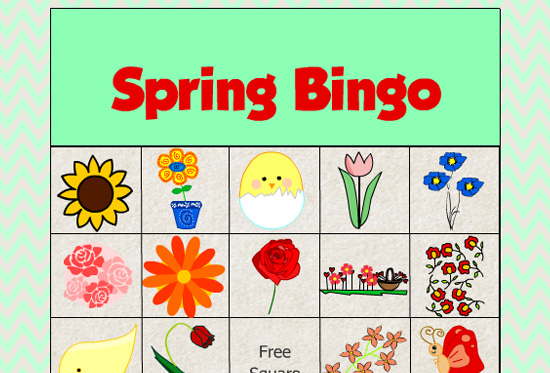 Free Printable Spring Picture Bingo Game