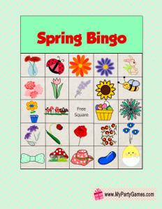 Free Printable Spring Picture Bingo Cards