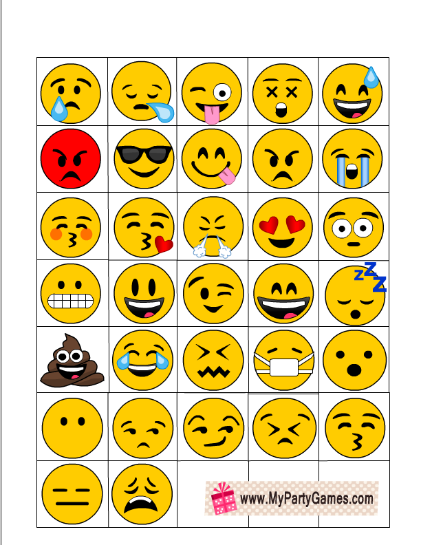 Free Printable Emoji Bingo Game for Kids and Adults