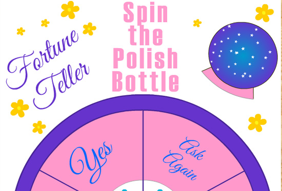 Free Printable Spin the Nail Polish Bottle, Fortune Teller Girls Game