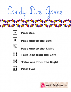 Candy Dice Game for Kids Printable