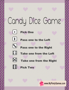 Candy Dice Game for Kids Printable