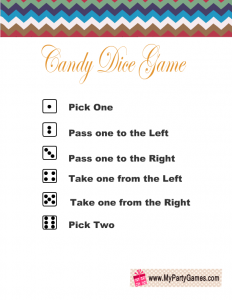 Printable Candy Dice Game for Kids