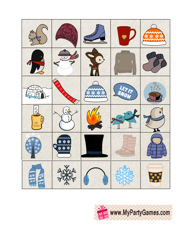 Free Printable Winter Bingo Caller's Checklist