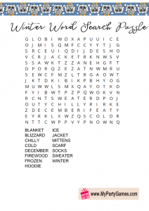 Free Printable Winter Word Search