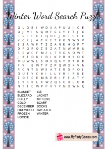 Winter Word Search Puzzle 