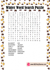 Free Printable Winter Word Search Puzzle with Coffee Mugs