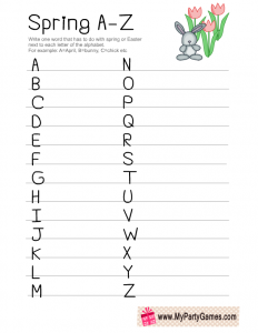 Spring  A-Z Game Printable 