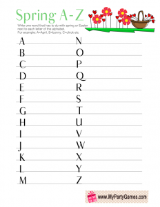 Free Printable Spring  A to Z Game