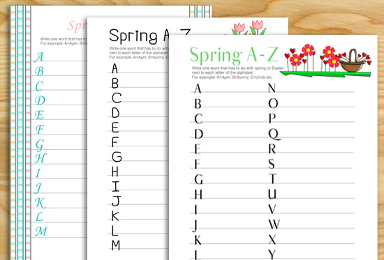 Free Printable Spring and Easter A to Z Game