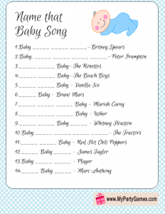 Free Printable Name that Baby Song in Blue Color