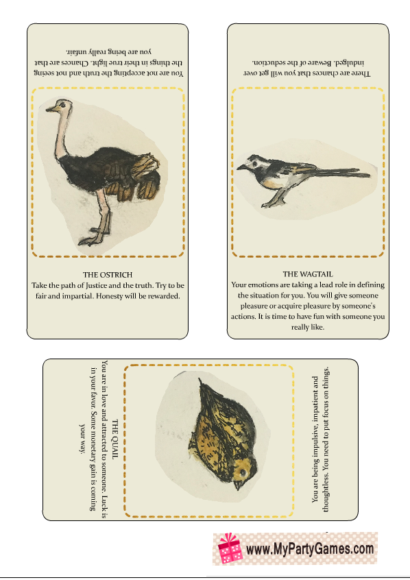 Fortune telling Bird Cards