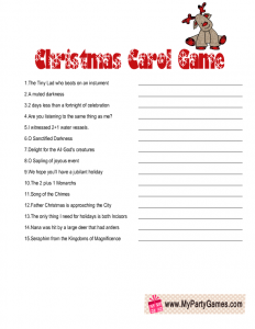 Printable Christmas Carol Guessing Game