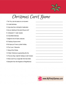 Free Printable Christmas Carol Guessing Game