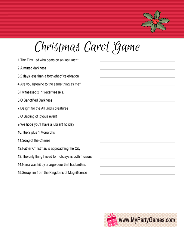 Christmas Carol Game Guess the Christmas Song Fun (Instant