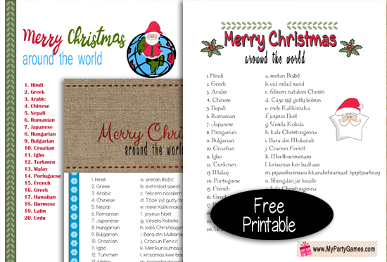 Free Printable Merry Christmas Around the World Game