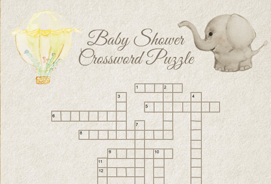 Free Printable Baby Shower Crossword Puzzle