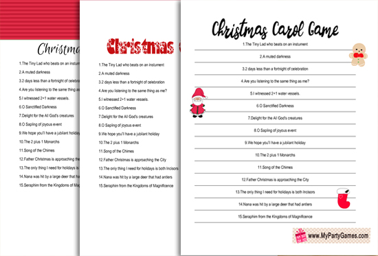 Free Printable Christmas Carol Game