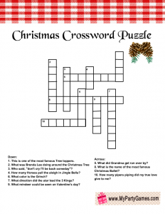 Free Printable Christmas Crossword Puzzle