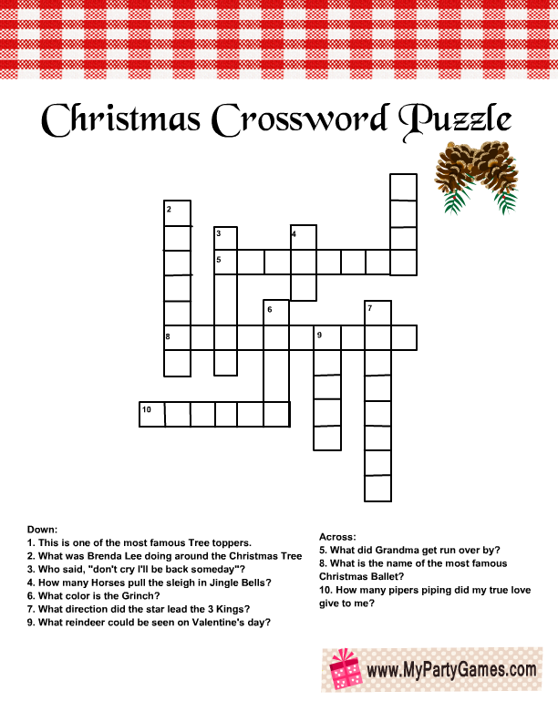 Free Easy Printable Christmas Crossword Puzzles