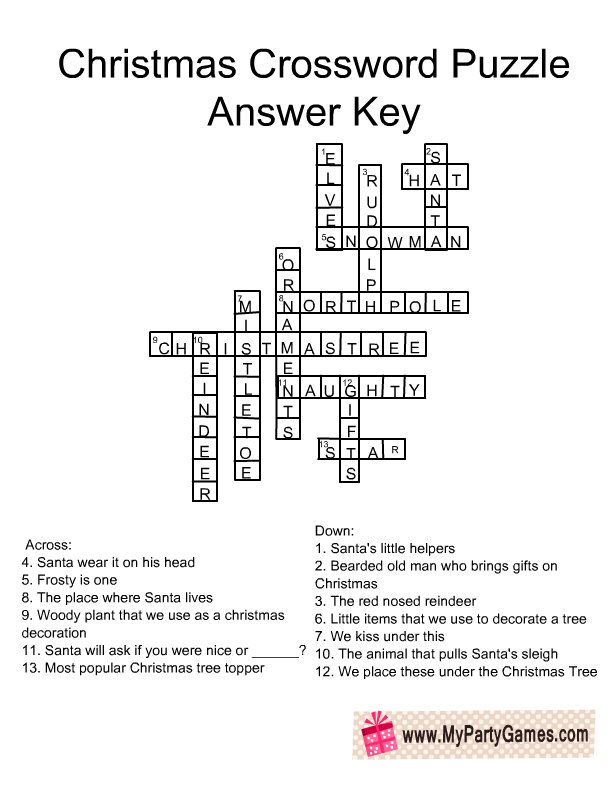 10 Free Printable Christmas Crossword Puzzles