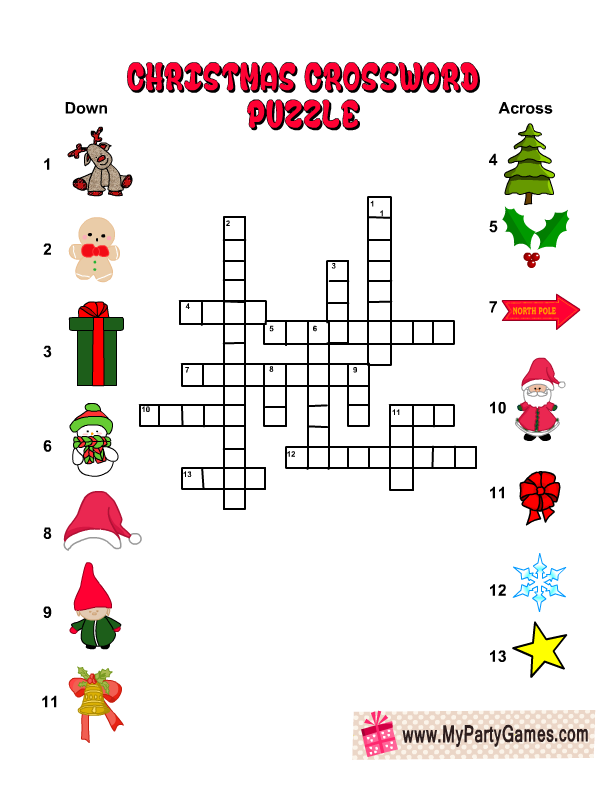 Free Printable Christmas Crossword Puzzle with Pictures