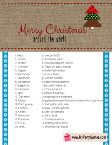 Merry Christmas in different Languages Matching Game