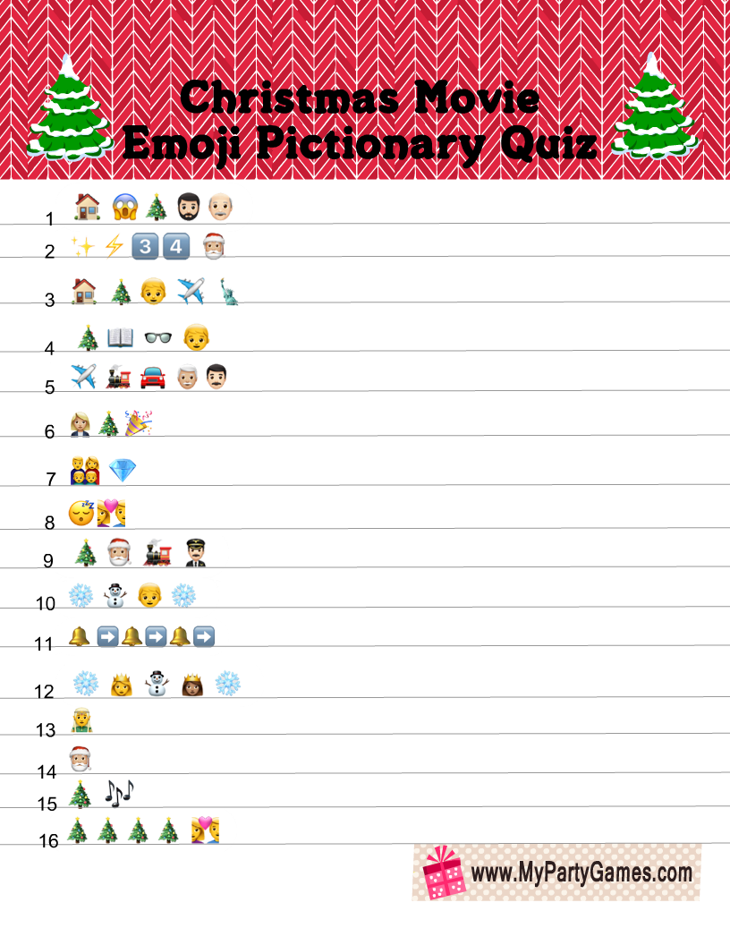 Free Printable Christmas Movie Emoji Pictionary Quiz