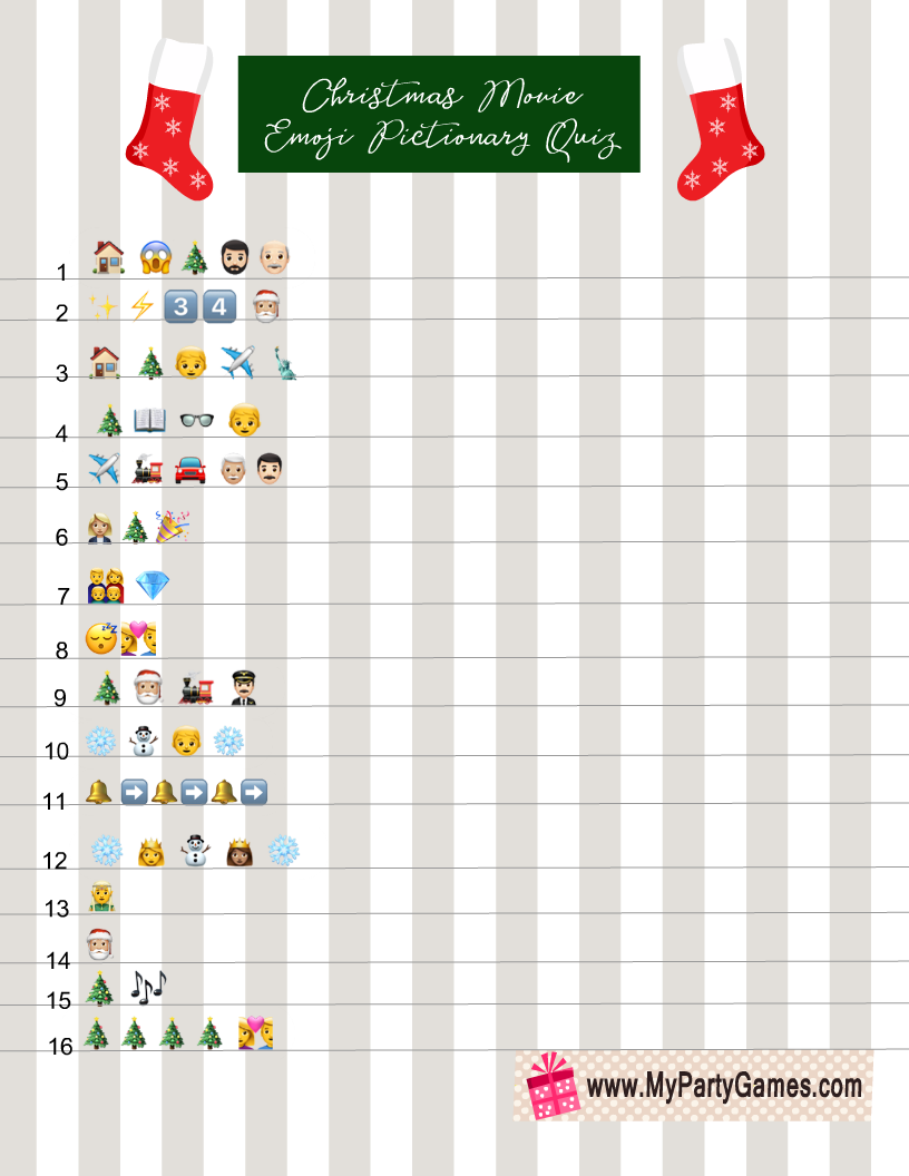 Free Printable Christmas Movie Emoji Pictionary Quiz