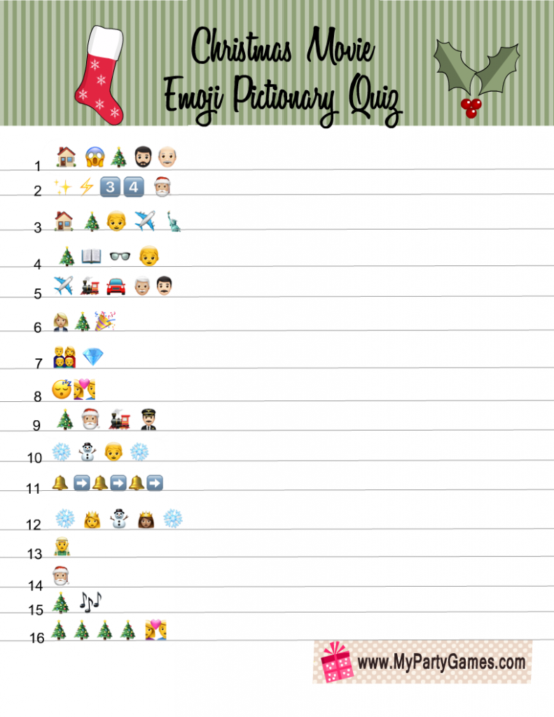 Christmas Movie Emoji Quiz Printable