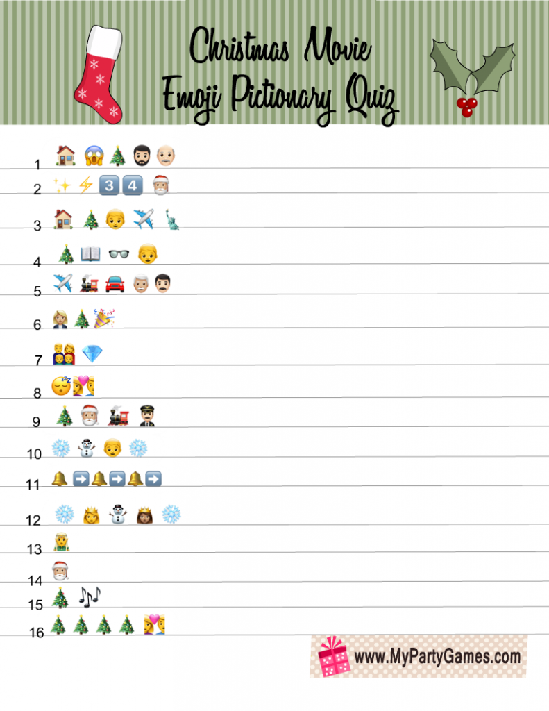 Christmas Movie Emoji Quiz Printable 