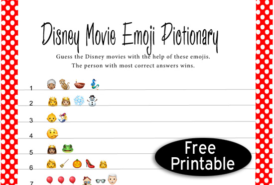 Free Printable Disney Movie Emoji Pictionary Quiz