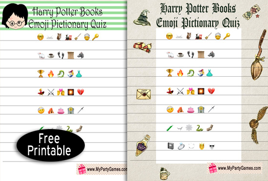 Free Printable Harry Potter Books Emoji Pictionary Quiz