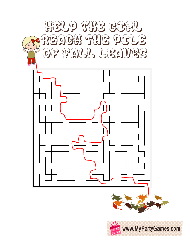 Free Printable Fall Mazes with Solutions for kids
