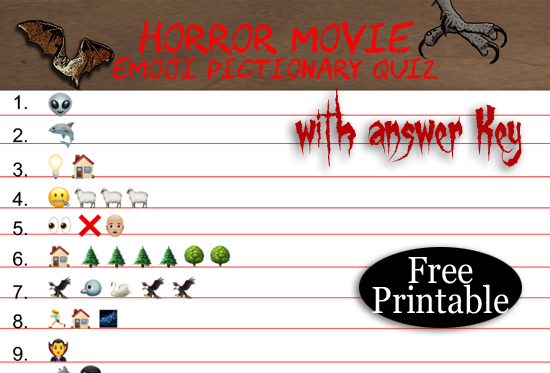 Free Printable Horror Movie Emoji Pictionary Quiz