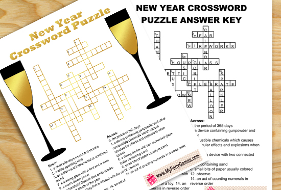 Free Printable New Year Crossword Puzzle for Adults