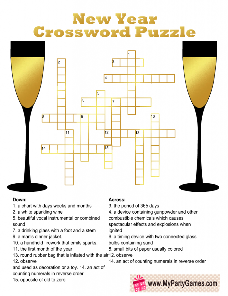 New Year Crossword Puzzle for Adults