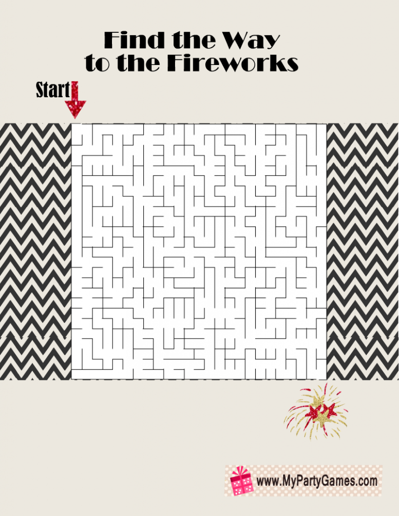 Find the way to the Fireworks New Year Maze